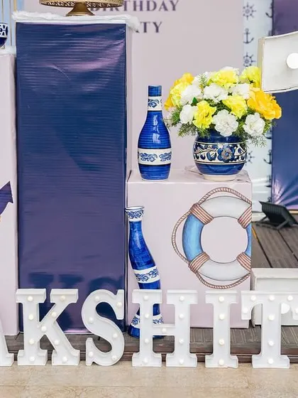 Another detail shot of the nautical props, including the large light-up number '1'.
