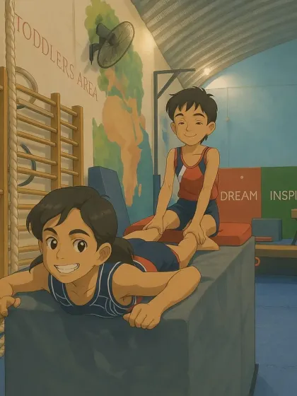 A heartwarming illustration of teamwork and fun. This artwork represents the playful and supportive atmosphere we cultivate at our academy.