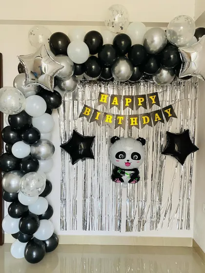 Another view of the cute panda-themed birthday setup.