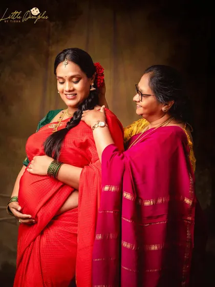 A mother's love and support are everything. This touching moment between the mom-to-be and her own mother during the saree session was incredibly special to capture.