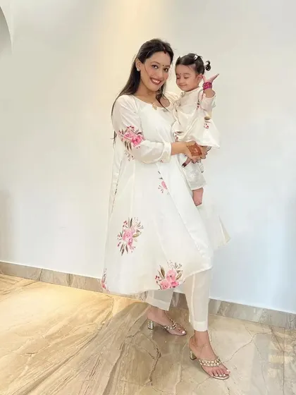 The beauty of our hand-painted sets is how they flow and feel. This matching mother-daughter kurta set is crafted from soft, breathable fabric, ensuring both style and comfort.
