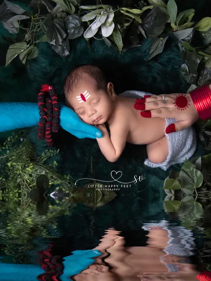 A mother's blessing for her little Shiv. This composite image beautifully blends a mother's touch with the divine, symbolizing the protective and loving bond between them.
