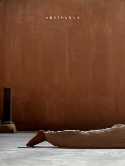 This image shows a practitioner in Makarasana, a resting pose. Even in stillness, we are taking charge of our life, transforming the body and mind into a possibility rather than a compulsive pattern.