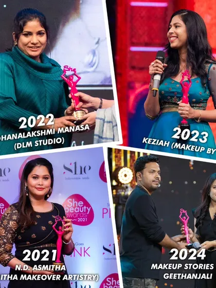 A collage celebrating the legacy of the 'Best Bridal MUA' award. I am honored to be part of this group of talented artists and to bring this level of recognized expertise to my students.