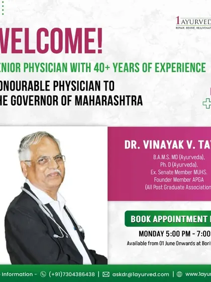 We are honored to have Dr. Vinayak V. Tayade on our team, a senior physician with over 40 years of experience and the Honourable Physician to the Governor of Maharashtra. His profound wisdom enriches our approach to complex and chronic health conditions.
