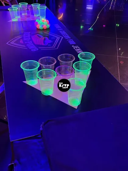 Even the games were on theme, with a custom glow-in-the-dark beer pong table.