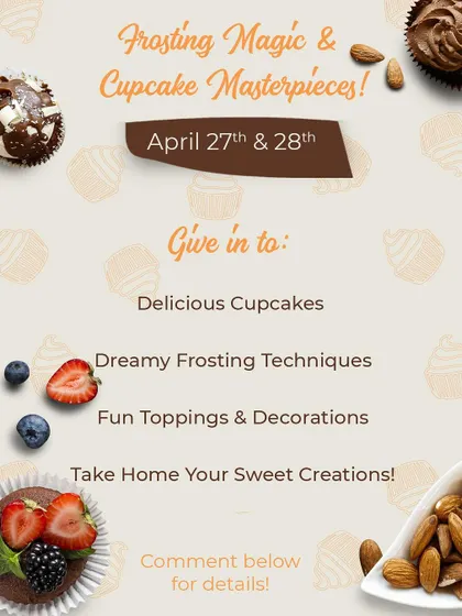 A duplicate of our April cupcake workshop poster.