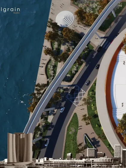This conceptual render was part of a competition pitch for the Detroit Waterfront. It shows my capability in large-scale urban redevelopment, integrating public plazas, green corridors, and modern architecture to revitalize a city's connection to its waterfront.