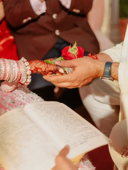A close-up of the 'Kanyadaan' ritual, a poignant and meaningful moment in a Hindu wedding.