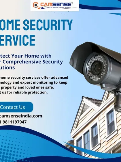This image shows a classic bullet camera installed on a home exterior. My home security services use advanced technology and expert monitoring to provide reliable protection for your property and loved ones.