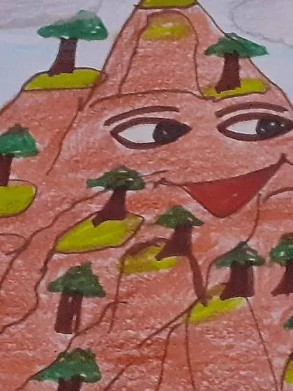 A close-up of a participant's drawing from the Madurai workshop. We use art as a tool to process stories and express the images and emotions they evoke.
