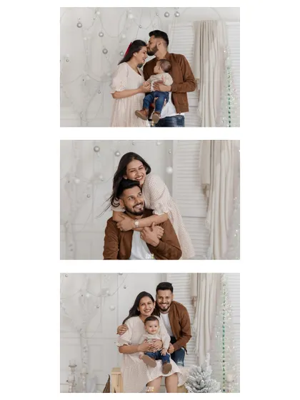 A collage of beautiful, candid family moments from a Christmas session.