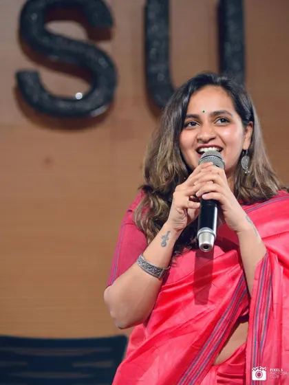 Speaking at a symposium at PES University. It's always a joy to connect with students, share my musical journey, and talk about the power of following your passion.