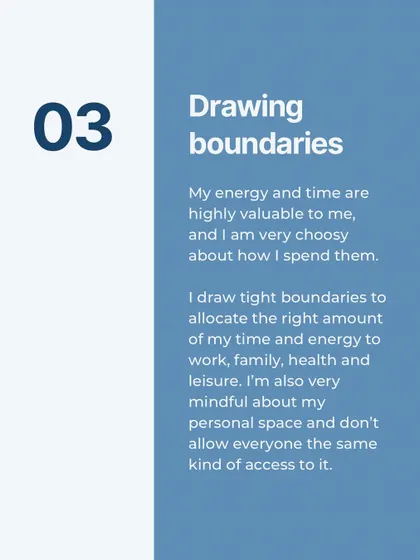 The five habits that kept me healthy for decades: consistent eating, moving all day, drawing boundaries, resting well, and being content.