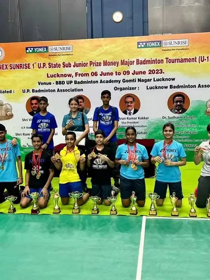 Our team of champions after a dominant performance at the Yonex Sunrise U.P. State Sub-Junior Tournament, securing an impressive 11 gold medals. This demonstrates the depth of talent across our U-15 and U-17 batches.