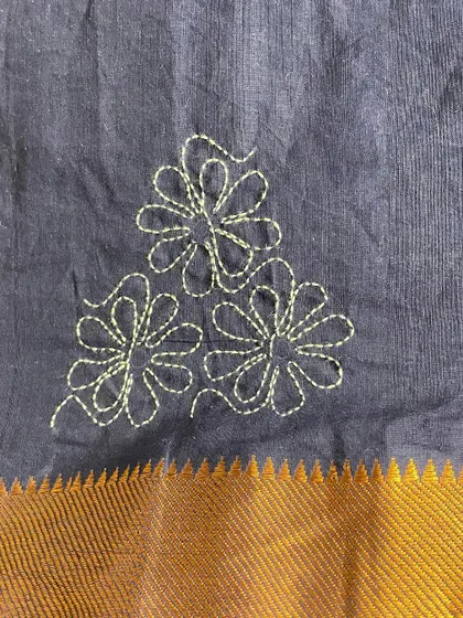 Detail of the floral Sashiko buti. Even with a simple running stitch, it's possible to create beautiful and evocative shapes.