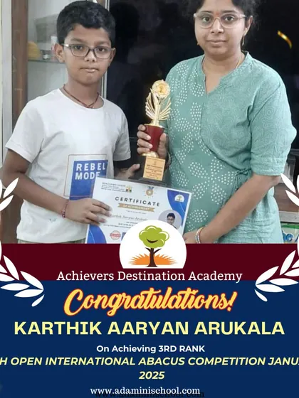We celebrate Karthik Aaryan from Hyderabad for achieving the 3rd rank in the 13th Open International Abacus Competition.