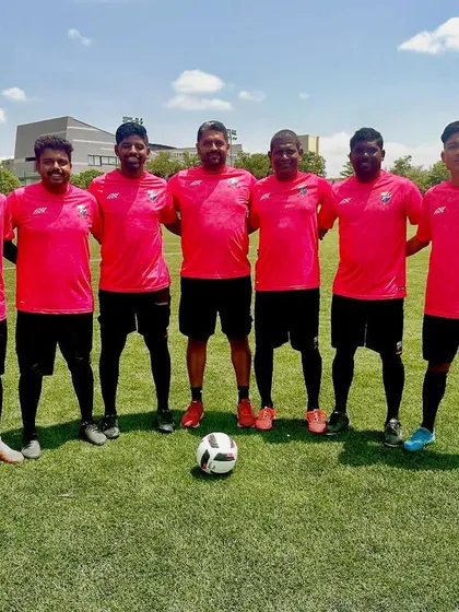 Our Men in Pink! The coaching staff looking sharp in their new uniform for the 2025-26 season.