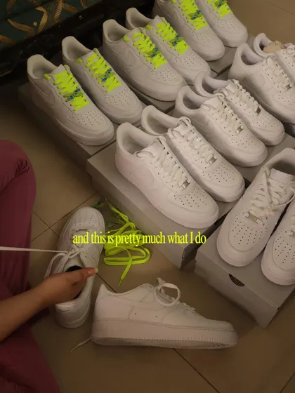 This is pretty much what my life looked like during the Diageo project: surrounded by boxes of brand new Nike Air Force 1s, ready to be painted.