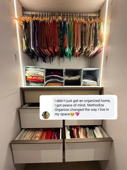 "I didn't just get an organized home, I got peace of mind." This feedback gets to the heart of our mission. We organize spaces to create mental clarity.
