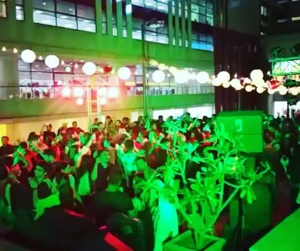 An outdoor corporate event with a festival vibe. I love playing in different settings and adapting my set to match the environment.