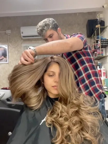 Another shot of me working on a stunning blonde creation.