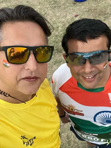Two members at the Soldierathon. The patriotic spirit was high at this event.