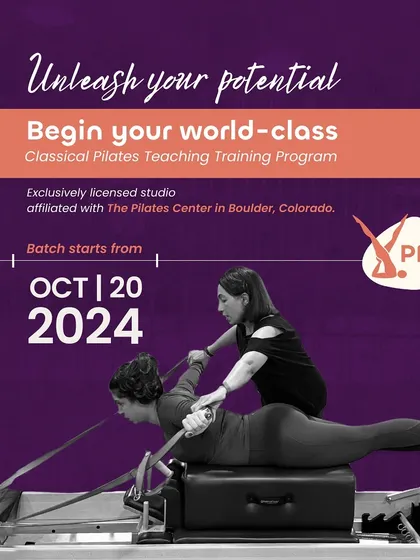 Unleash your potential. My world class Classical Pilates Teaching Training Program, affiliated with The Pilates Center, starts its next batch on October 20, 2024.