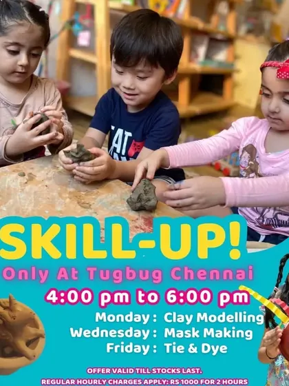 At our Chennai center, we offer dedicated Skill-Up workshops like clay modeling. These sessions allow children to dive deeper into a specific craft and develop their skills.