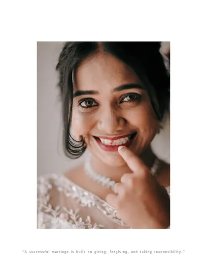 A cute and playful close-up of the bride's happy smile.