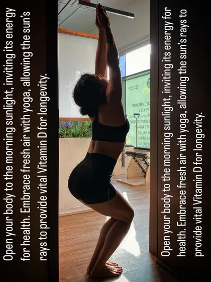Open your body to the morning sunlight and embrace the fresh air with yoga. Allowing the sun's rays to provide vital Vitamin D is a beautiful way to invite energy and longevity into your life.