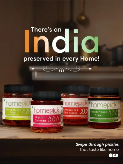 There's an India preserved in every home, and in every jar of our pickles. Swipe through to see flavours like Punjabi Mango, Gujarati Chhunda, and Kolhapuri Thecha that taste like home.