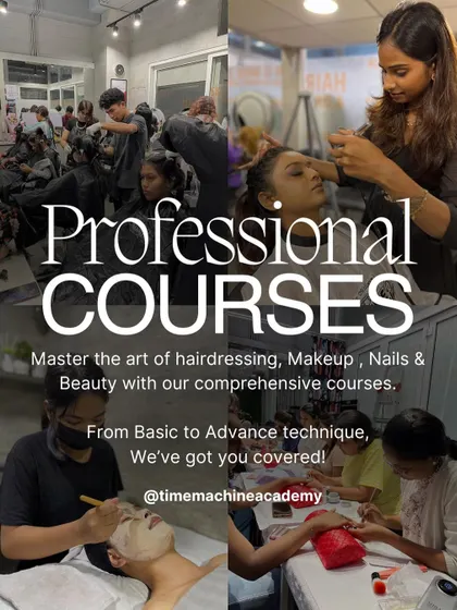 An overview of the professional courses we offer in hairdressing, makeup, nails, and beauty, from basic to advanced techniques.