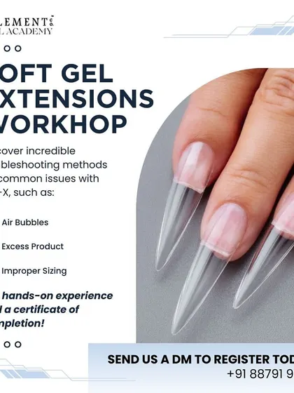 Master the trending Gel-X extension technique. Our workshop helps you troubleshoot common issues like air bubbles, excess product, and improper sizing, with hands-on experience and a certificate.