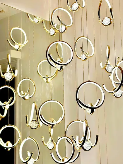 This chandelier is one of my favorite pieces. It adds a touch of glam to your sweat session.