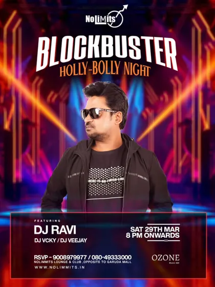 The main poster for the 'Blockbuster Holly-Bolly Night'.
