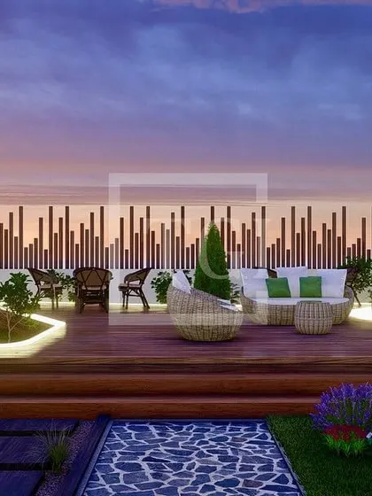 A ground-level view of the seating area on the wooden deck, showing how the space feels both open and intimate.