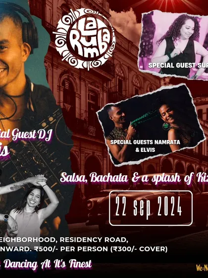 Our flyer for a special night featuring guests from Pune and Mumbai, plus a splash of Kizomba. We're all about connecting dance communities.