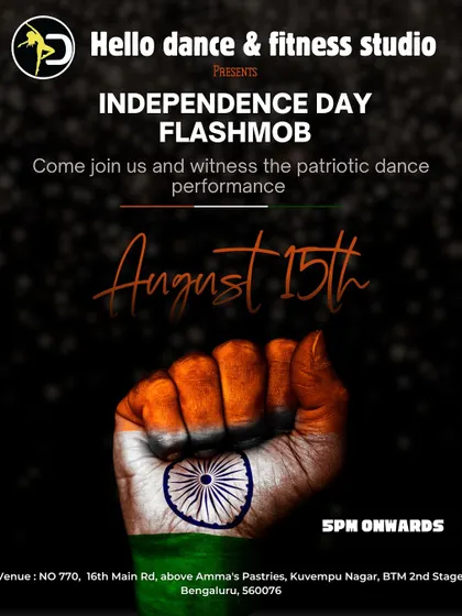 The official announcement for our Independence Day flash mob. We regularly organize these patriotic dance performances to celebrate national pride and bring our community together.