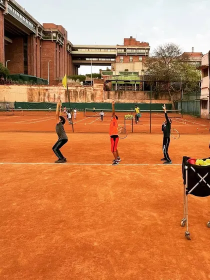 A group of our intermediate players learning the fundamentals of the serve. We break down the motion step by step to ensure everyone develops the correct technique from the start.