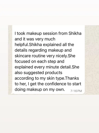 After my session, this student gained the confidence to start doing makeup on her own. She appreciated the focus on each step and product suggestions for her skin type.