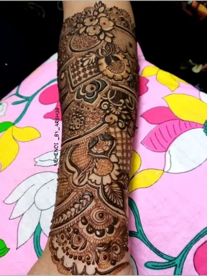 Another angle of the same arm sleeve, showing the complexity and coverage of the work.