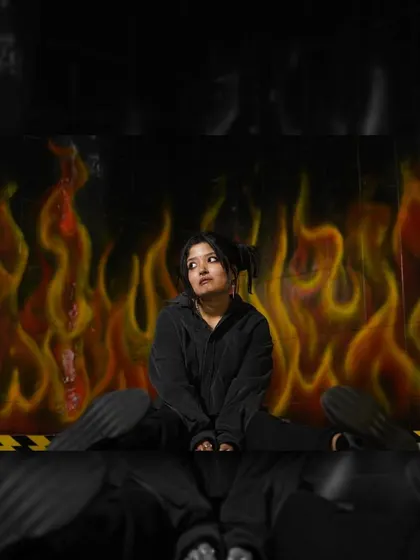 Another shot of the flame wall, showing how the warm colors and dynamic shapes create a powerful visual. This was all done with spray paint to achieve a soft, blended look.