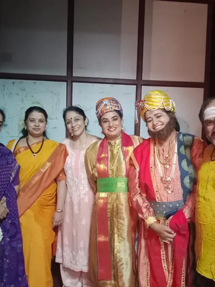 Backstage with fellow artists from 'Karunada Vaibhava'. The energy and camaraderie behind the scenes are just as important as the performance itself.
