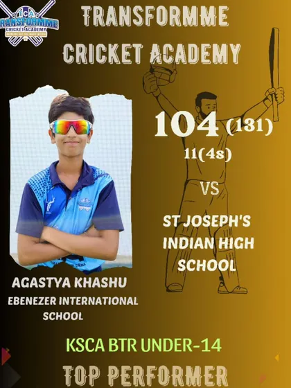 Agastya's valiant century in the KSCA BTR U-14 league, a great knock that almost won the game single-handedly.