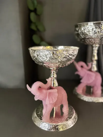 A pair of my rose quartz elephant bowls, perfect for serving nuts or sweets during a festive gathering. They are beautifully bold, yet grounded in tradition, and are sure to be a conversation starter.