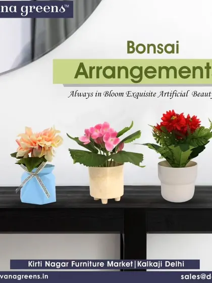 Always in bloom, our exquisite artificial bonsai arrangements are perfect for adding a touch of elegance. These small flowering pots are great for a desk or side table.