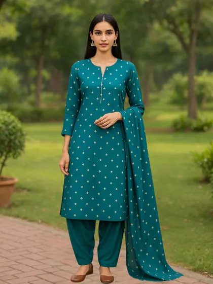 A classic never goes out of style. This elegant salwar suit is made from our timeless silk brocade, perfect for creating a complete, coordinated ethnic look.