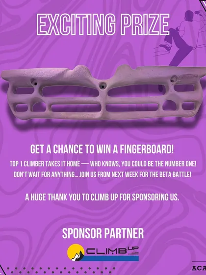 What's at stake in the Beta Battle? The top climber takes home an awesome fingerboard from our sponsor, Climb Up. It's a great prize to help you continue your training at home.