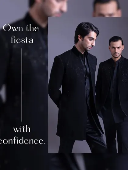 Own the fiesta with confidence. This all-black look is perfect for any celebration, offering a powerful and sophisticated presence.